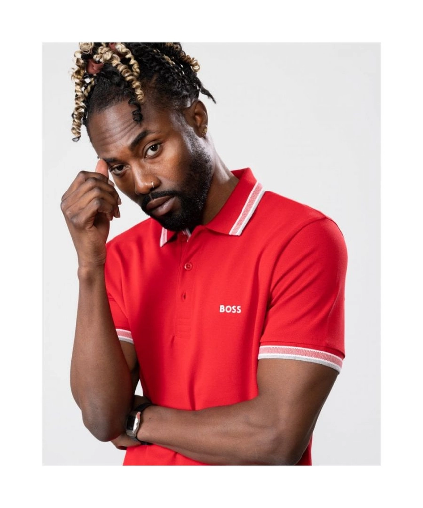 Hugo Boss Green Paddy Curved Mens Polo - Red - Size Medium